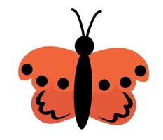 Red Butterfly with abstract ornament design wings. Insect element. illustration isolated on white background. vector