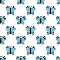 Seamless Pattern with blue butterfly. Abstract ornament design wings. Insect wallpaper. illustration background. vector