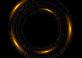 Orange minimal circular lines abstract futuristic technology background vector