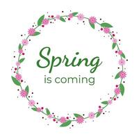 Spring floral frame . Spring is coming. Spring symbol, logo, icon vector