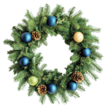 festivo guirnalda con adornos y piñas, cortar fuera - valores . png