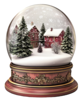 Winter scene in a decorative snow globe, cut out - stock . png