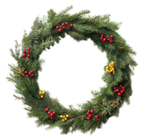 Festive wreath with red and yellow berries, cut out - stock . png
