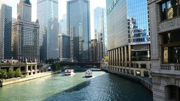 Downtown Chicago, IL, USA filmed sailing down the Chicago River video