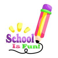 School is fun icon, flat design of pencil vector