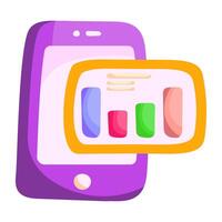 A colored design sticker of mobile analytics vector