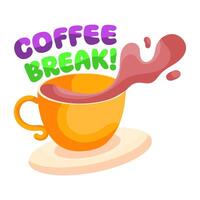 A cup of hot coffee break in flat design vector