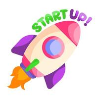 Conceptual flat design sticker of business launch vector