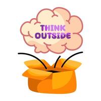 Modern design sticker of think outside the box vector