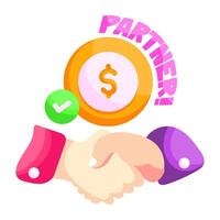 Conceptual flat design sticker of partnership vector
