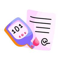Sugar test machine sticker, flat design of glucometer vector