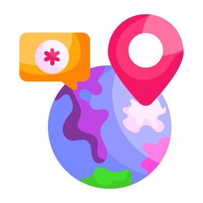 Modern design sticker of global healthcare