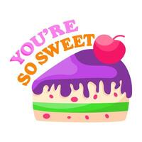 Modern design sticker of cake slice vector