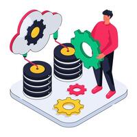 An isometric design illustration of cloud setting vector