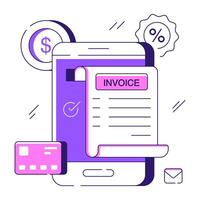 Modern design illustration of mobile invoice vector