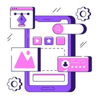 Conceptual flat design illustration of mobile gallery vector