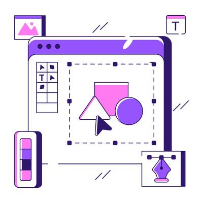 Trendy design illustration of shape selection tool