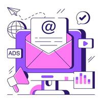A trendy design illustration of email Marketing vector
