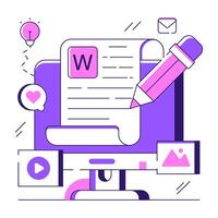 A colored design illustration of online content writing vector