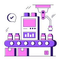 Bottle filling robot icon in unique design vector