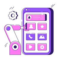 Trendy design icon of mobile packing robot vector
