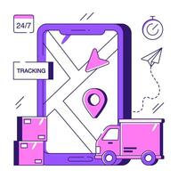 Modern design illustration of mobile parcel tracking vector