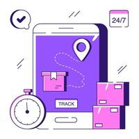 Modern design illustration of mobile parcel tracking vector