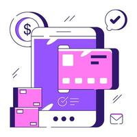 Trendy design of mobile card payment vector