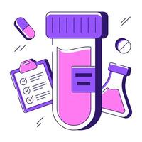 An editable design illustration of sample tube, lab apparatus vector