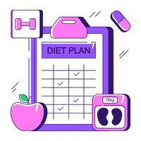 Conceptual flat design illustration of diet chart vector