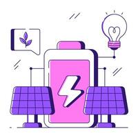 A flat design illustration of solar battery vector