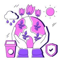 A colored design illustration of global care vector