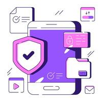 Conceptual flat design illustration of mobile data security vector