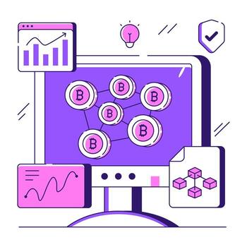 diseño de cadena de bloques, plano ilustración vector