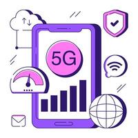 Trendy design illustration of mobile 5g network vector
