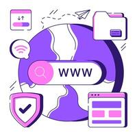 A flat design illustration of web browser vector