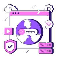 A flat design illustration of web browser vector