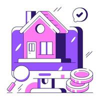 A colored design illustration of real estate website vector