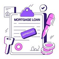 A trendy design illustration of mortgage loan agreement vector
