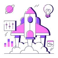 Conceptual flat design illustration of launch vector