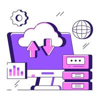 Editable design illustration of cloud data transfer vector