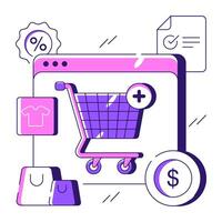 A colored design illustration of web shopping vector