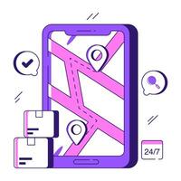 An illustration design of mobile parcel location vector