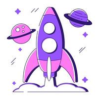 Conceptual flat design illustration of rocket vector