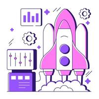 Conceptual flat design illustration of projectile vector