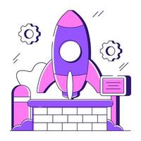 Conceptual flat design illustration of rocket vector
