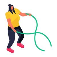A colored design illustration of rope tugging vector