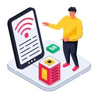 A isometric design illustration of mobile wifi vector