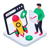 Conceptual design illustration of web launch vector