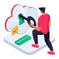 Editable design illustration of cloud key vector
